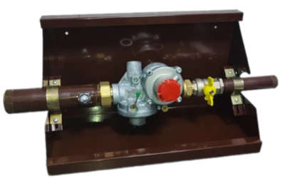 Шкафной газораспределительный пункт ГРПШ ОХТА-RF-10-1-ПЛ-Ф исп.25/1 (коричневый)