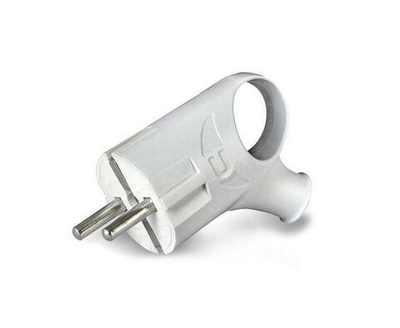 Угловая вилка с ушком, с/з, белая 16А 250В UNIVersal А112