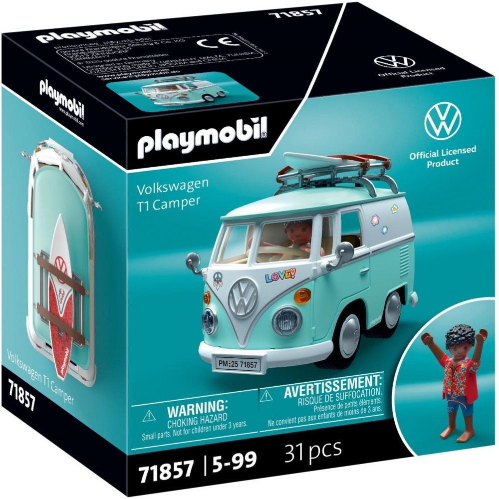 Игровой набор Playmobil 71857 Автомобиль Volkswagen T1 Camper 71857 31 деталь — фото 1