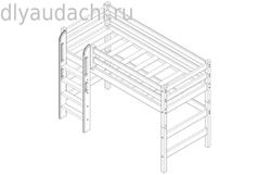 Вариант 5 Полувысокая кровать "Соня" с прямой лестницей Белый