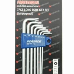 Набор ключей TORX Г-образных экстра длинных с отверстием 7пр.(Т10Н,Т15Н,Т20Н,Т25Н,Т27Н,Т30Н,Т40Н) в пластиковом держателе Forsage F-5071TXL