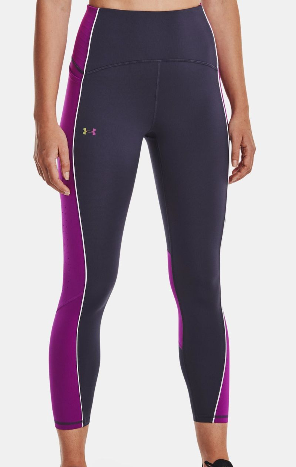 Леггинсы Under Armour Women's UA RUSH No-Slip Waistband Ankle Leggings - tempered steel/strobe