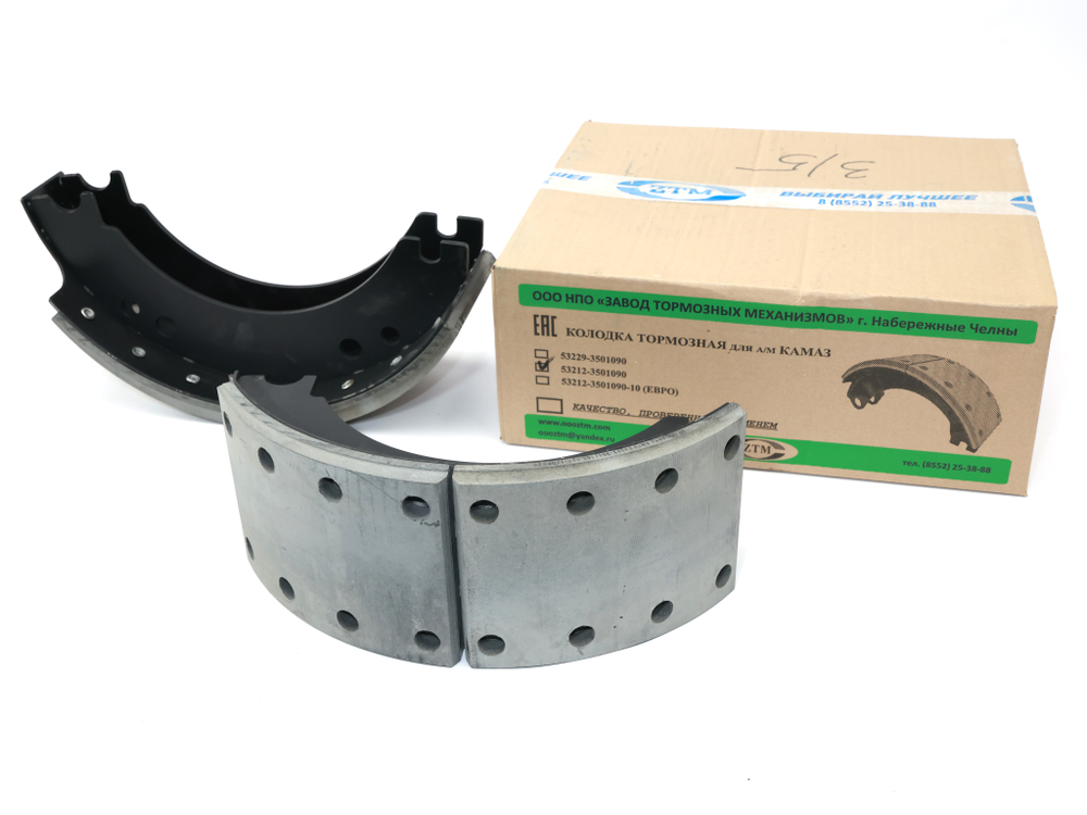 Колодка барабанного тормоза а/м КАМАЗ 53212, 5410, 54112, 55102, 5511 (толстый металл 3/5) (1шт.) ЗТМ