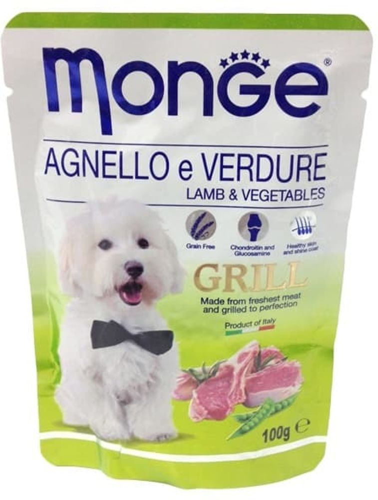 Monge Dog Grill Pouch паучи для собак ягненок с овощами 100 г