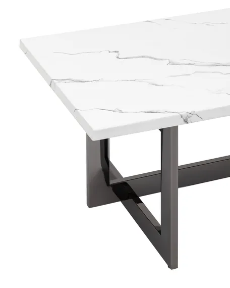 Журнальный столик Newton 122х61 см, белый мрамор, темный хром