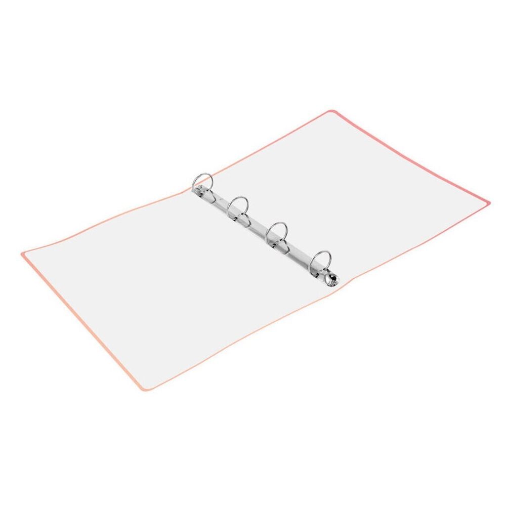 Папка на 4-х кольцах, 40мм, Бюрократ Neon, 700мкм, внутренний карман, корешок с карманом, розовая