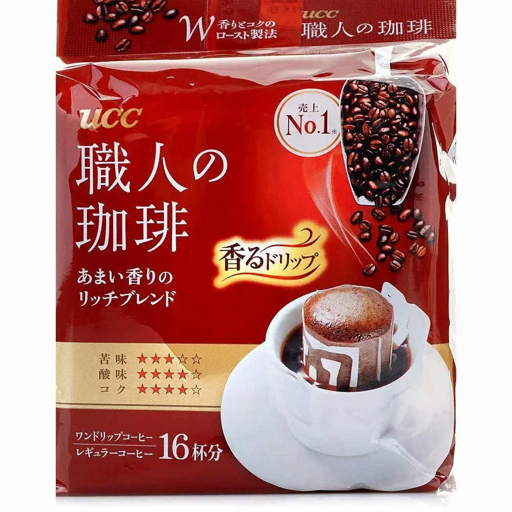 Кофе молотый UCC дрип-пакет Rich Blend 8 дрипов (красный)