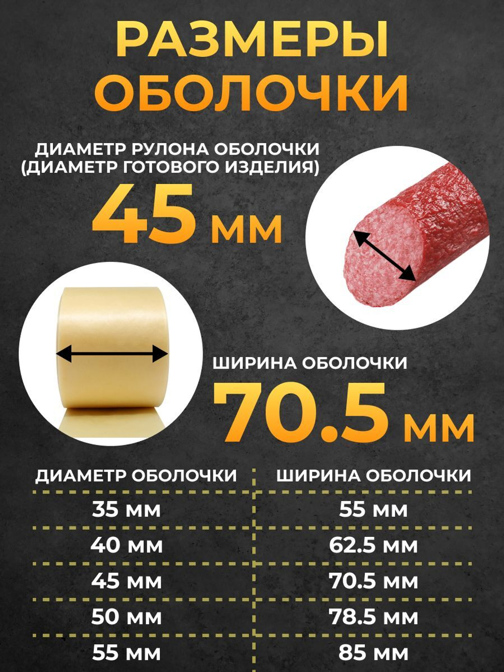 Белковая (коллагеновая) оболочка для колбасы 10 метров, диаметр 45 мм "Белкозин"