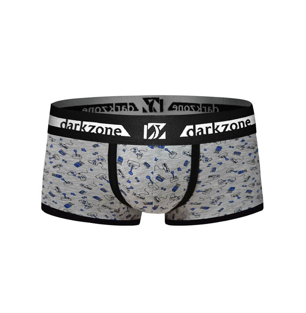 Серые трусы-боксеры с принтом в виде джойстиков (Размер: XL) (Цвет: серый)