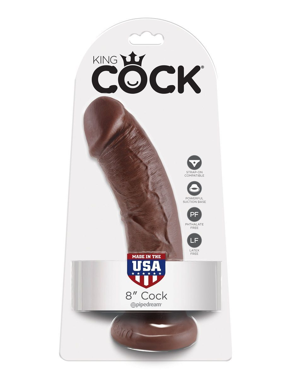 Коричневый фаллоимитатор 8" Cock - 20,3 см.