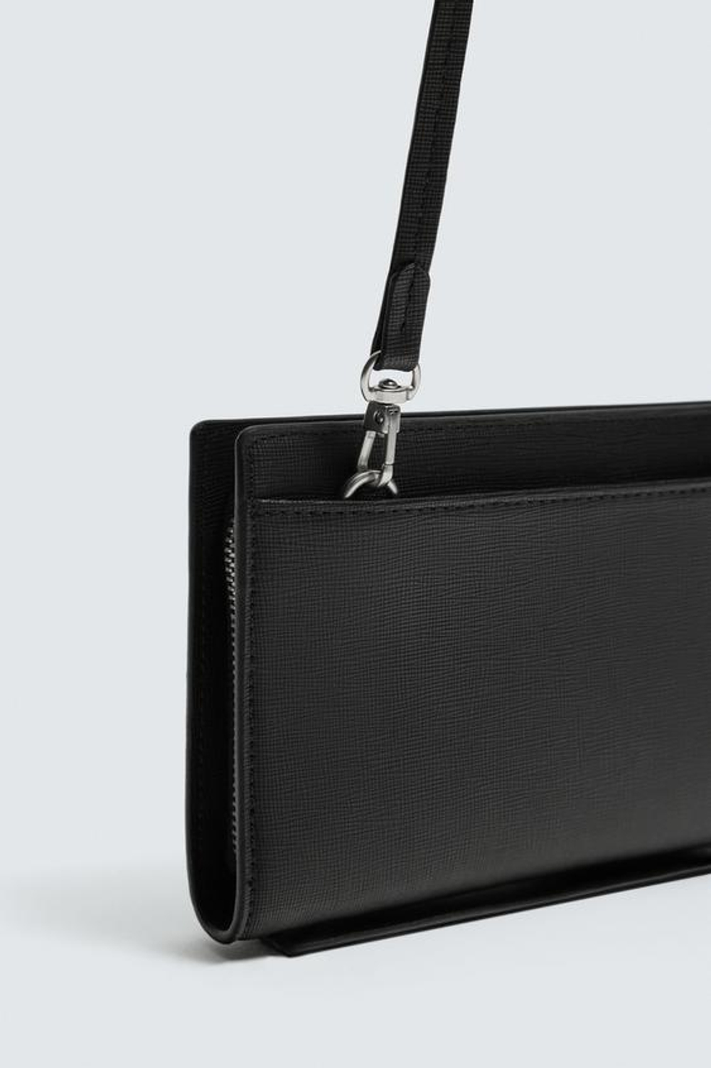 ZARA КОШЕЛЕК-КЛАТЧ XL С ТЕКСТУРОЙ, ЧЕРНЫЙ