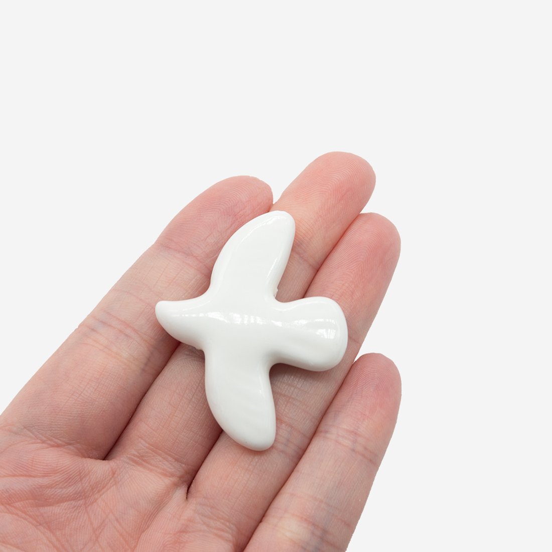 Бусина в форме птицы, 42,3*32,8мм, белая, глазурированный фарфор