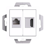 ATLASDESIGN РОЗЕТКА двойная HDMI+RJ45, кат.5Е, механизм, БЕЛЫЙ ATN000182