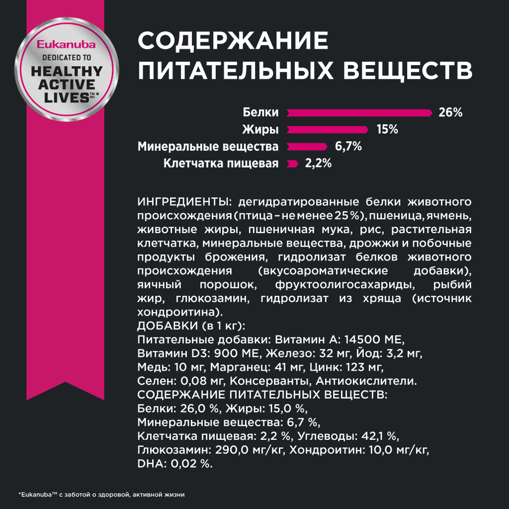 Сухой корм Eukanuba Adult Medium Breed 1+ years для взрослых собак средних пород от года и старше с курицей 3 кг