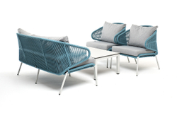 "Милан" лаунж-зона 4-местная плетеная из роупа (веревки), каркас алюминиевый белый, роуп бежевый