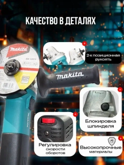 Болгарка 125 с регулировкой оборотов электрическая УШМ макита 9558HN, угловая шлифовальная машина сетевая