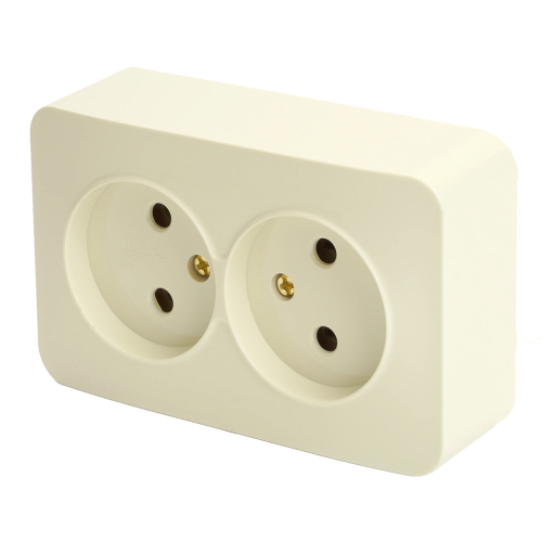 Розетка 2-местная б/з открытой установки, STEKKER, 250В, 10А, IP20, серия София, слоновая кость, MST10-12-04 49495