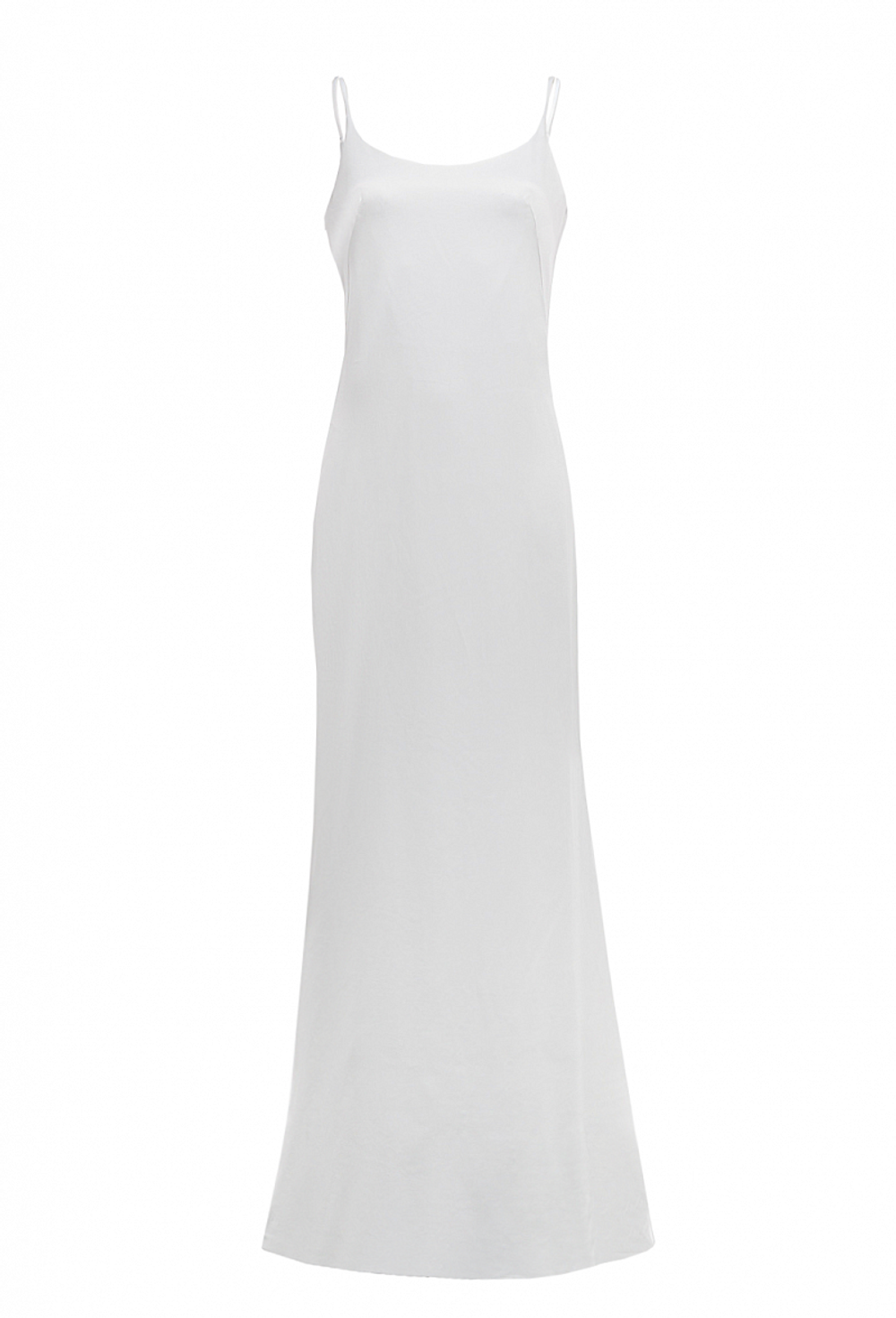 Платье в пол на тонких бретелях белое 22-01-24 SS