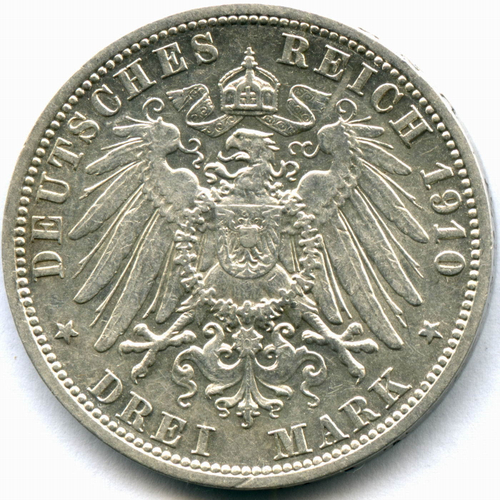 3 марки 1910 год (A) Германия-Пруссия XF-AU