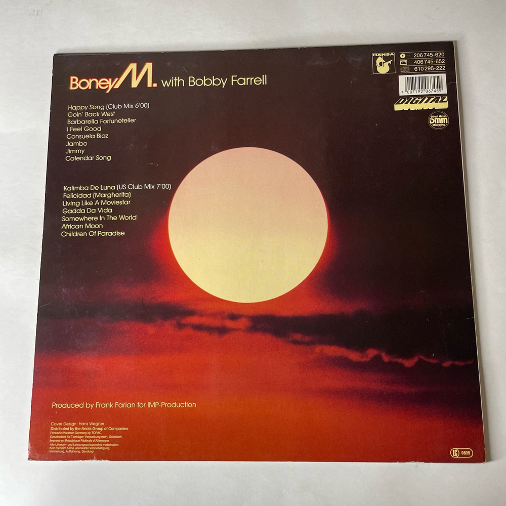 Винтажная виниловая пластинка LP Boney M Бони М, Kalimba De Luna, 16 Happy Songs With Boney M (Германия 1984)