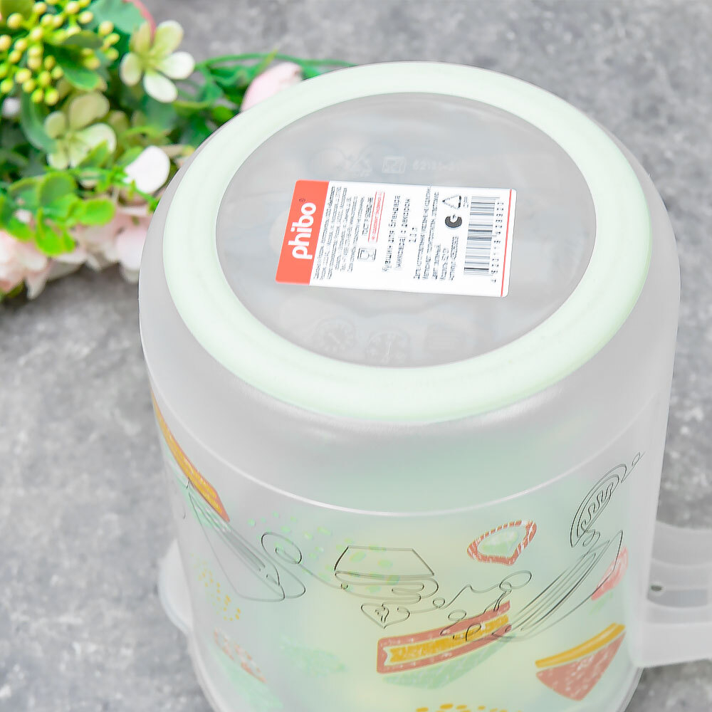 Емкость для блендера 2л с декором (зеленый)