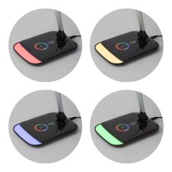 Настольный светильник ЭРА NLED-460-14W-BK-S светодиодный с ночником на основании черный с серебром