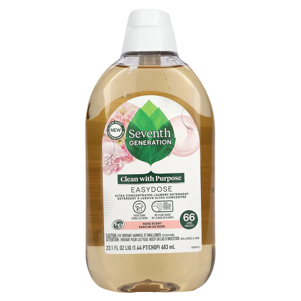Seventh Generation, Easydose, ультраконцентрированное средство для стирки, аромат розы, 66 порций, 683 мл (23,1 жидк. Унции)