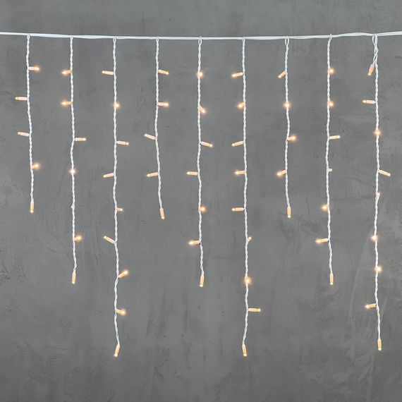 Светодиодная бахрома с колпачком 3,2*0,9 м., 168 экстра теплых белых LED ламп, каучуковый белый провод, LTC (LL168-8-2EWW)