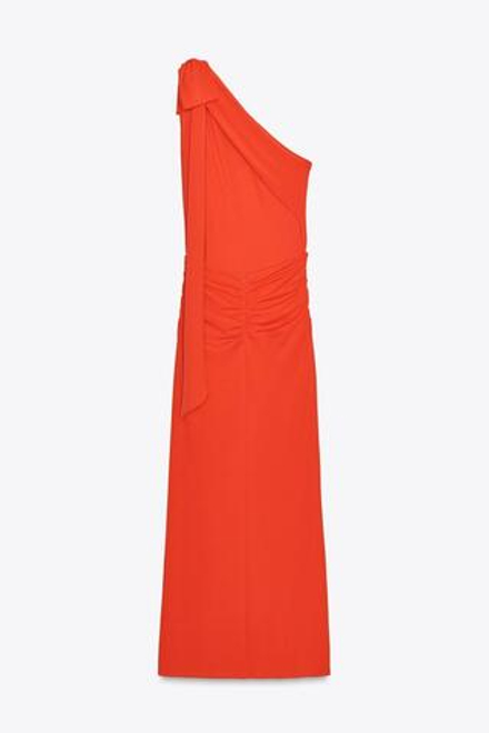 ZARA ДЛИННОЕ ПЛАТЬЕ С ОТКРЫТОЙ СПИНОЙ, КОРАЛЛОВО-КРАСНЫЙ