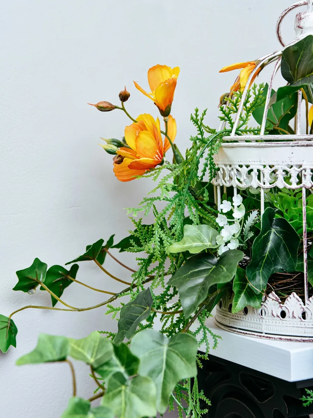 Клетка декоративная интерьерная 25,5*15 см с цветами