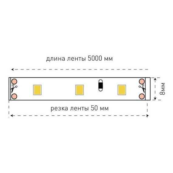 Светодиодная лента SWG 4,8W/m 60LED/m 2835SMD холодный белый 5M 001693