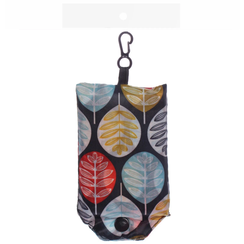 Сумка - шоппер с карабином «ИДЕЯДОМА», принт листики, 60*38см/нагрузка до 10кг (инд. пакет истикер)