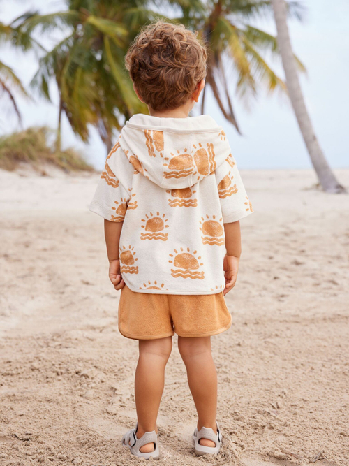 Пончо и шорты в комплекте для мальчика Next E22-926, Оранжевый, Молочный