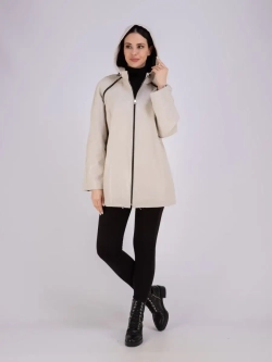 Куртка женская из натуральной кожи с капюшоном оверсайз