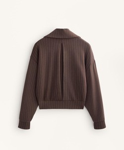 Oysho Куртка boxy в полоску со складкой на спине из мягкой ткани с модалом, коричневый