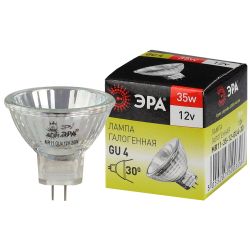 Лампа галогенная ЭРА GU4-MR11-35W-12V-30CL GU4 35Вт софит теплый белый свет | Лампочки