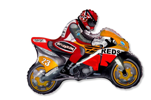 Шар фигура 79 см Мотоцикл оранжевый