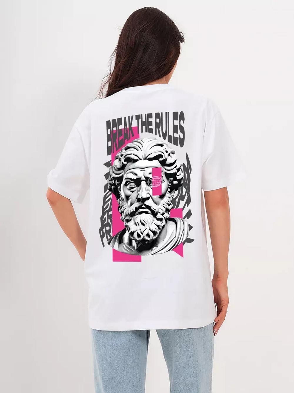 Футболка с принтом на спине белая y2k ретро винтаж