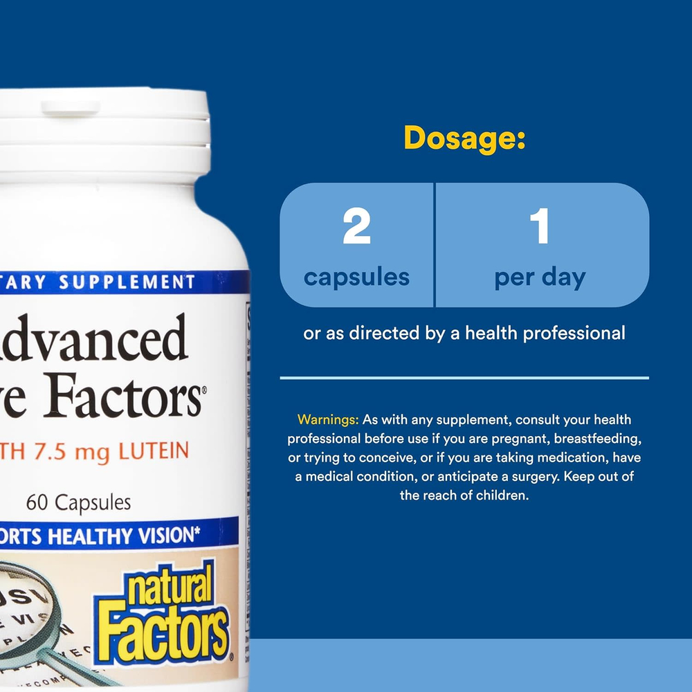 Natural Factors, Advanced Eye Factors, улучшенная формула для зрения, 60 капсул