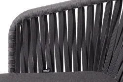 "Бордо" стул плетеный из роупа, каркас алюминий темно-серый (RAL7024) муар, роуп серый 15мм, ткань темно-серая 027