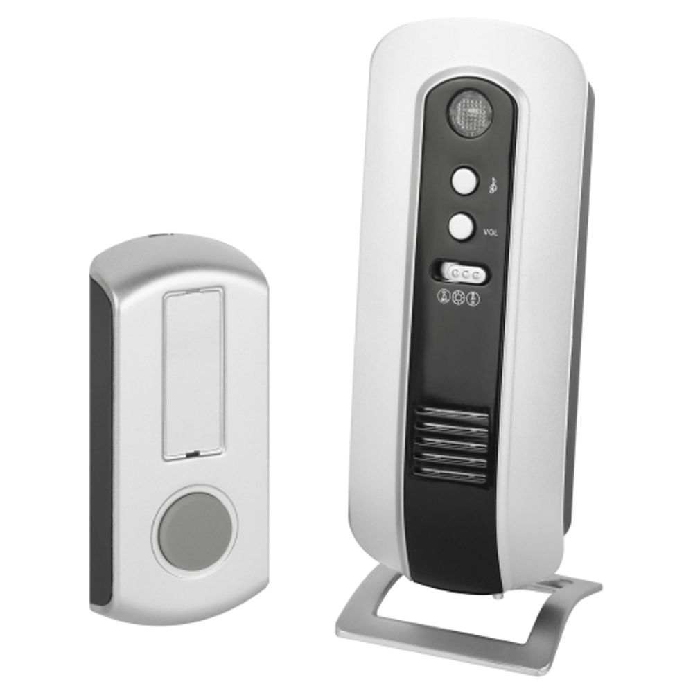 Звонок дверной ЭРА C108 беспроводной серебристо-чёрный 6 мелодий | Электрозвонки беспроводные
