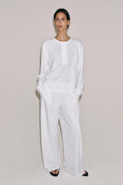 ZARA ЛОНГСЛИВ С ЛЬНЯНОЙ СМЕСЬЮ, БЕЛЫЙ