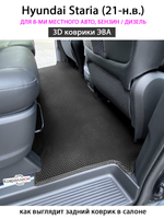 Автомобильные коврики ЭВА для Hyundai Staria (21-н.в.) на 8-ми местное авто, бензин / дизель
