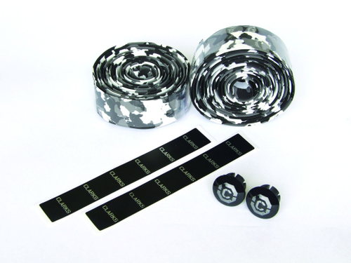 Обмотка руля CHBT28BW корковая+крепеж+заглушки на руль, толщ. 3мм, камуфляж черно-белый CLARKS
