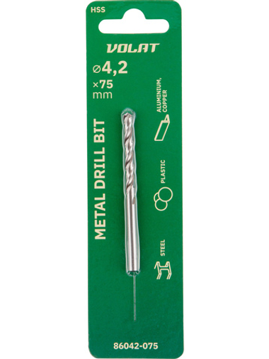 Сверло по металлу ц/х 4.2х43х75 мм HSS ВОЛАТ