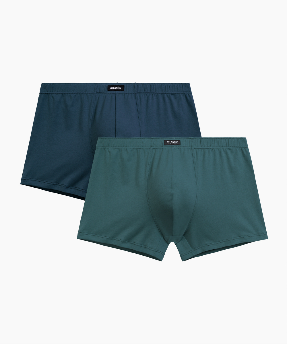 Мужские трусы шорты Atlantic, набор из 2 шт., хлопок, сине-зелёные + зелёные, 2RMH-007
