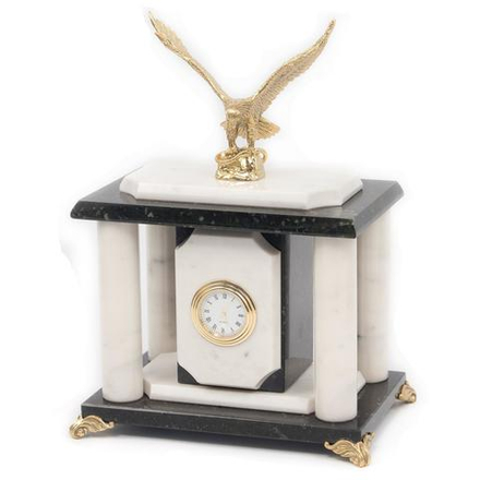 Часы "Орел" бронза мрамор змеевик 170х120х240 мм 3000 гр. R117228