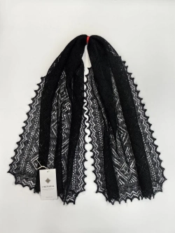 Оренбургский пуховый палантин А12040-07 черный