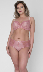 Бюстгальтер на косточках с мягкими гипюровыми чашками plus size (Размер: 75K) (Цвет: розовый)