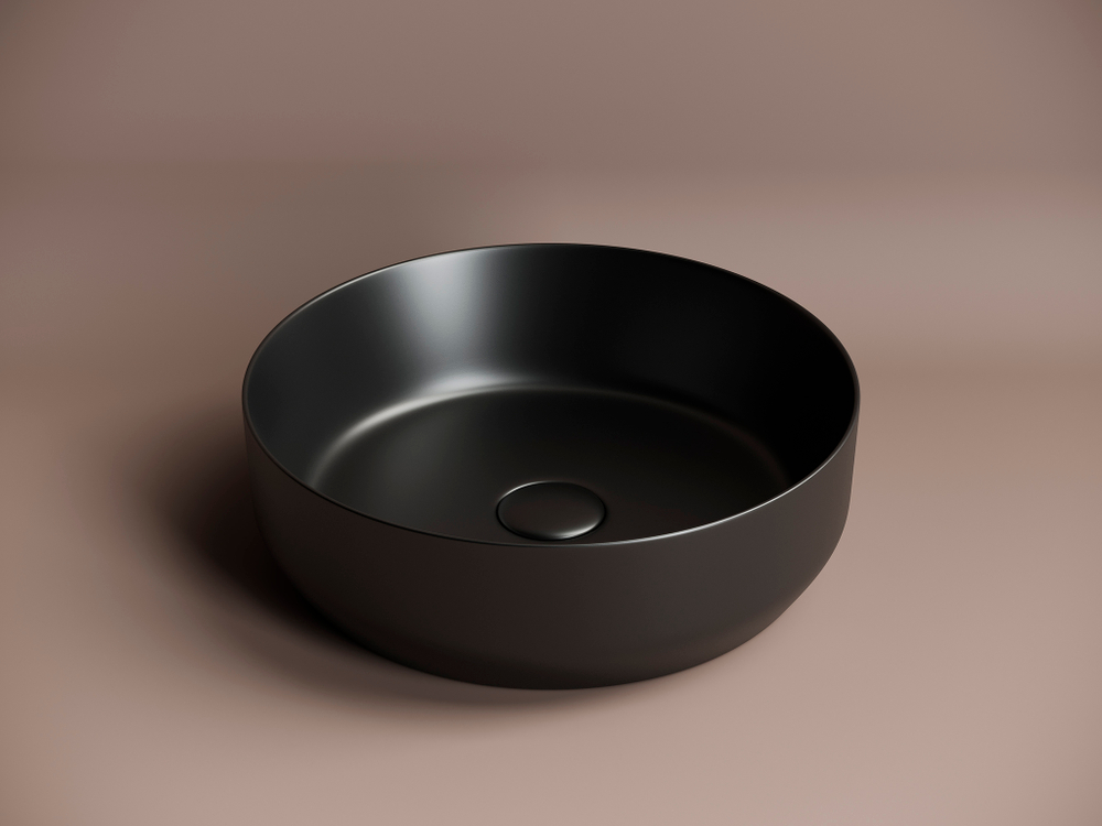 Раковина накладная круглая Element 390x390x120мм, черный матовый